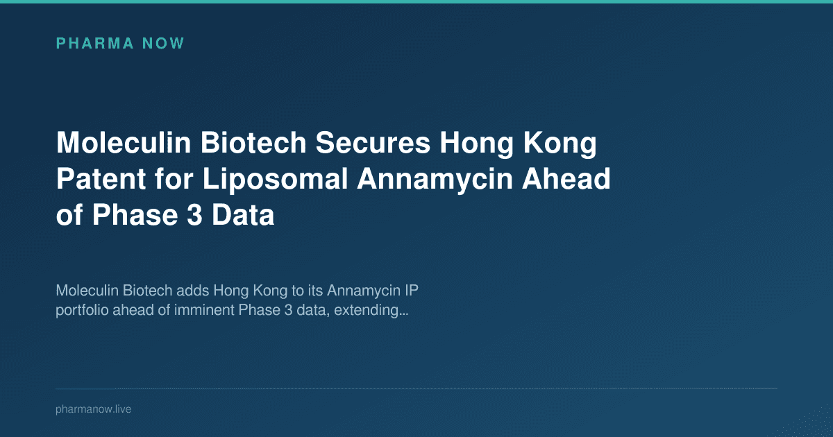 Moleculin Biotech Secures Hong Kong Patent for Liposomal Annamycin Ahead of Phase 3 Data