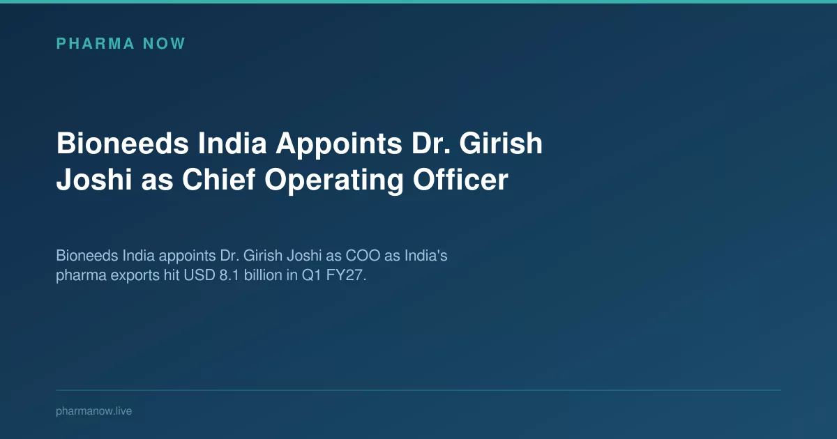 Bioneeds India Appoints Dr. Girish Joshi as Chief Operating Officer
