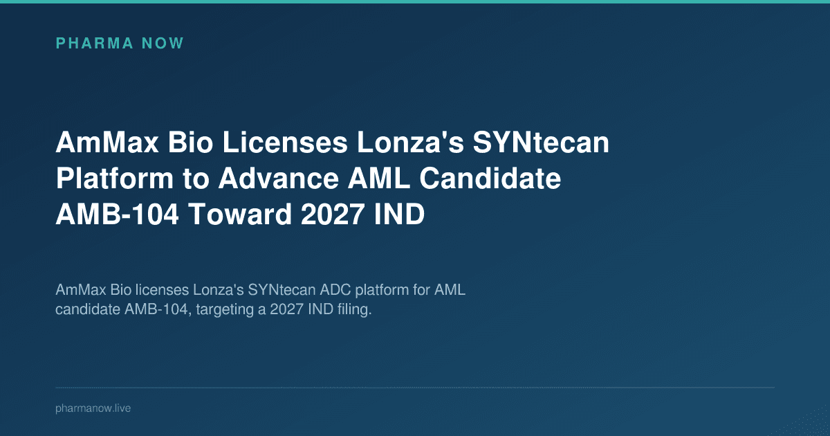 AmMax Bio Licenses Lonza's SYNtecan Platform to Advance AML Candidate AMB-104 Toward 2027 IND