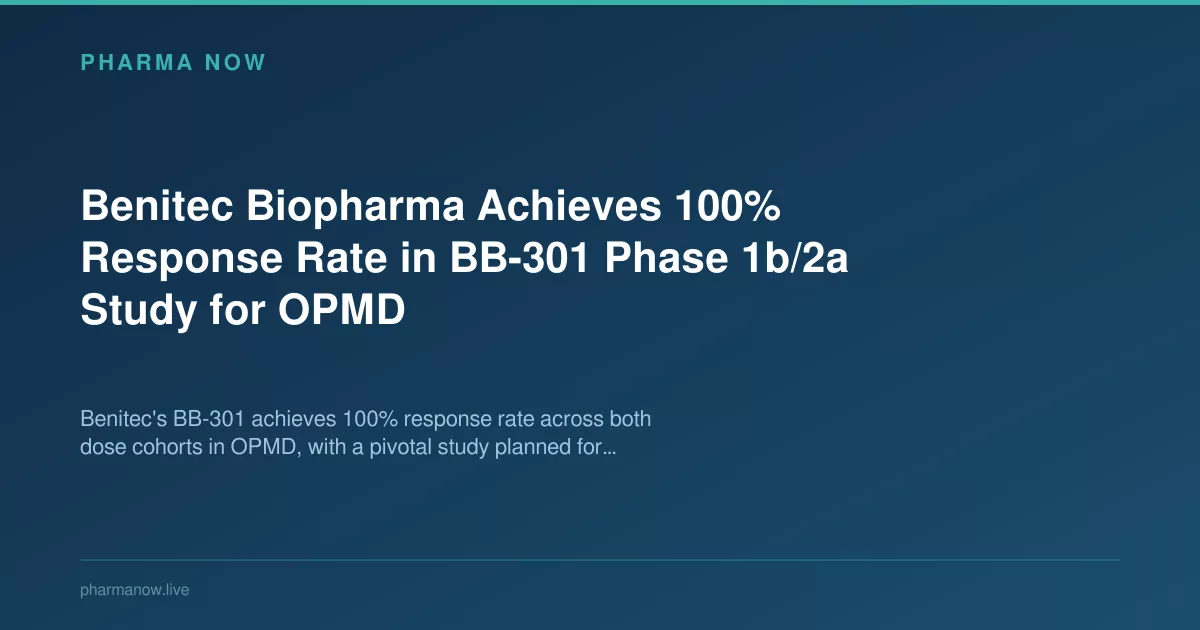 Benitec Biopharma Achieves 100% Response Rate in BB-301 Study for OPMD