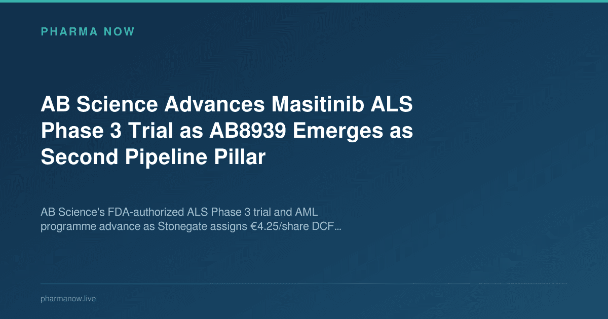 AB Science Advances Masitinib ALS Phase 3 Trial as AB8939 Emerges as Second Pipeline Pillar