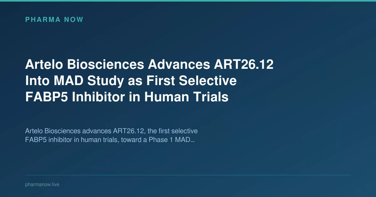 Artelo Biosciences Advances ART26.12 Into MAD Study