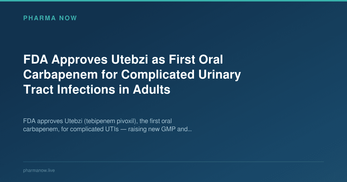 FDA Approves Utebzi as First Oral Carbapenem for Complicated Urinary Tract Infections in Adults