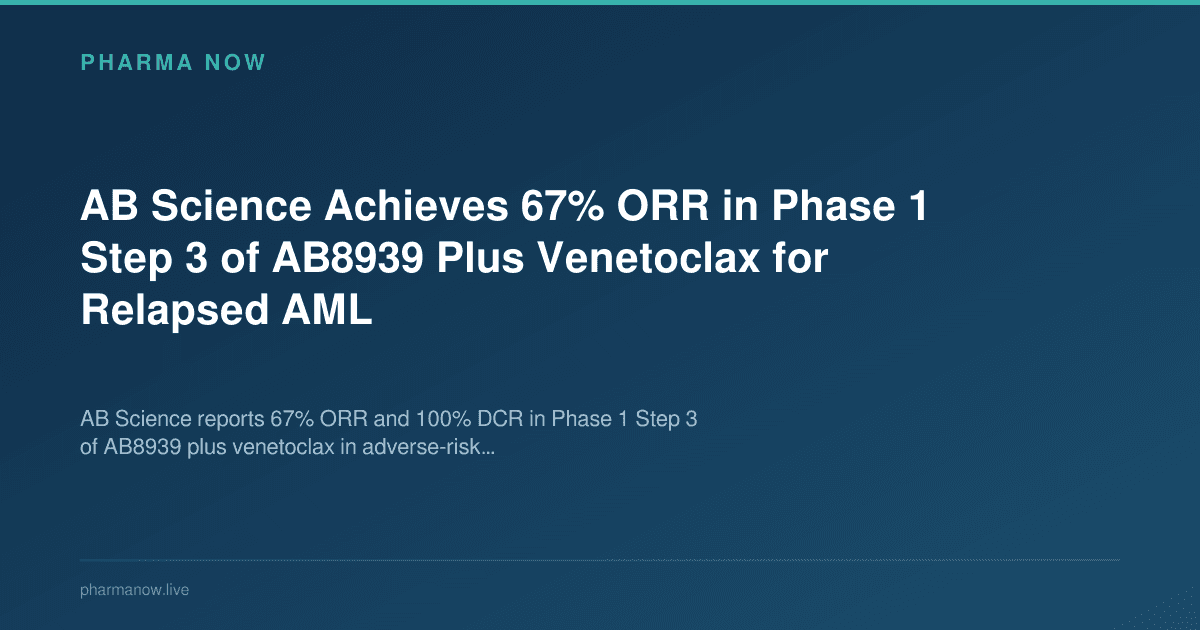 AB Science Achieves 67% ORR in Phase 1 Step 3 of AB8939 Plus Venetoclax for Relapsed AML