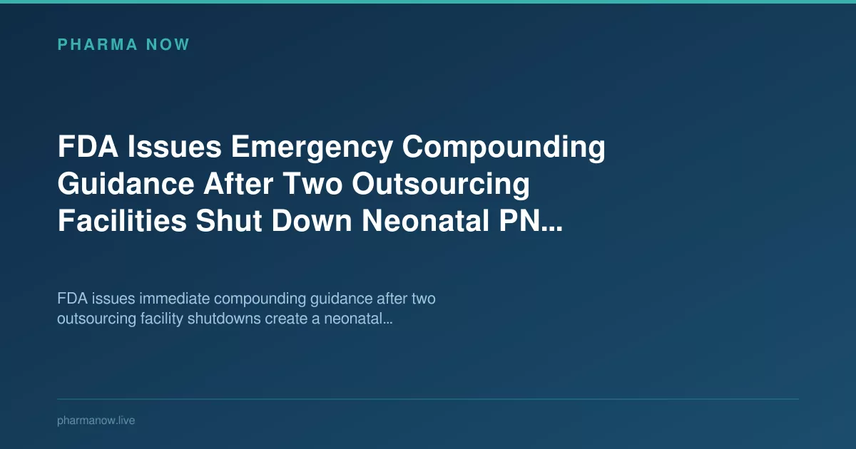 FDA Issues Emergency Guidance After Neonatal PN Supply Shutdowns