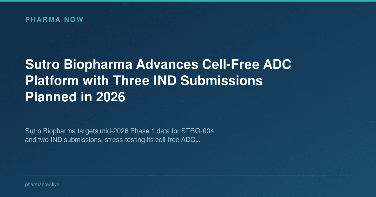 Sutro Biopharma Advances Cell-Free ADC Platform with Three IND Submissions Planned in 2026