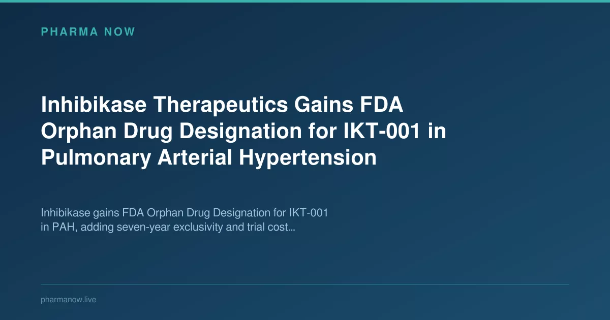 Inhibikase Therapeutics Gains FDA Orphan Drug Designation for IKT-001 in Pulmonary Arterial Hypertension