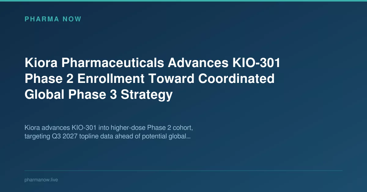 Kiora Pharmaceuticals Advances KIO-301 Phase 2 Enrollment Toward Coordinated Global Phase 3 Strategy