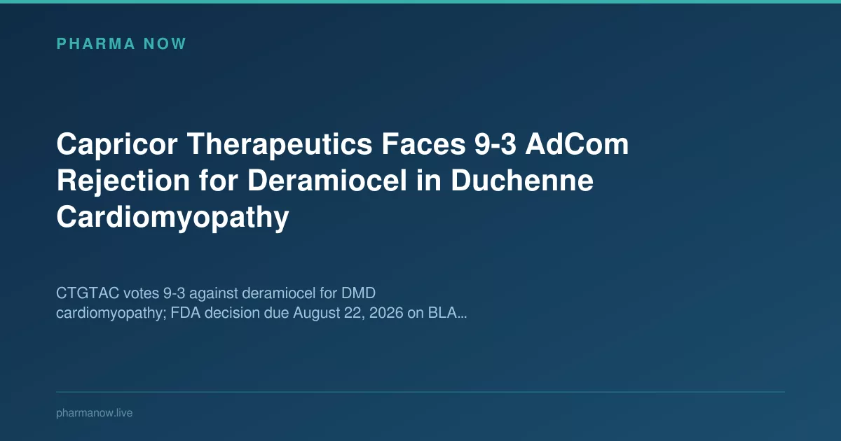 Capricor Therapeutics Faces 9-3 AdCom Rejection for Deramiocel in Duchenne Cardiomyopathy
