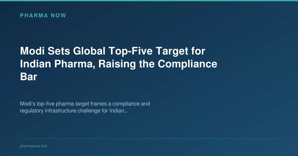 Modi Sets Global Top-Five Target for Indian Pharma, Raising the Compliance Bar
