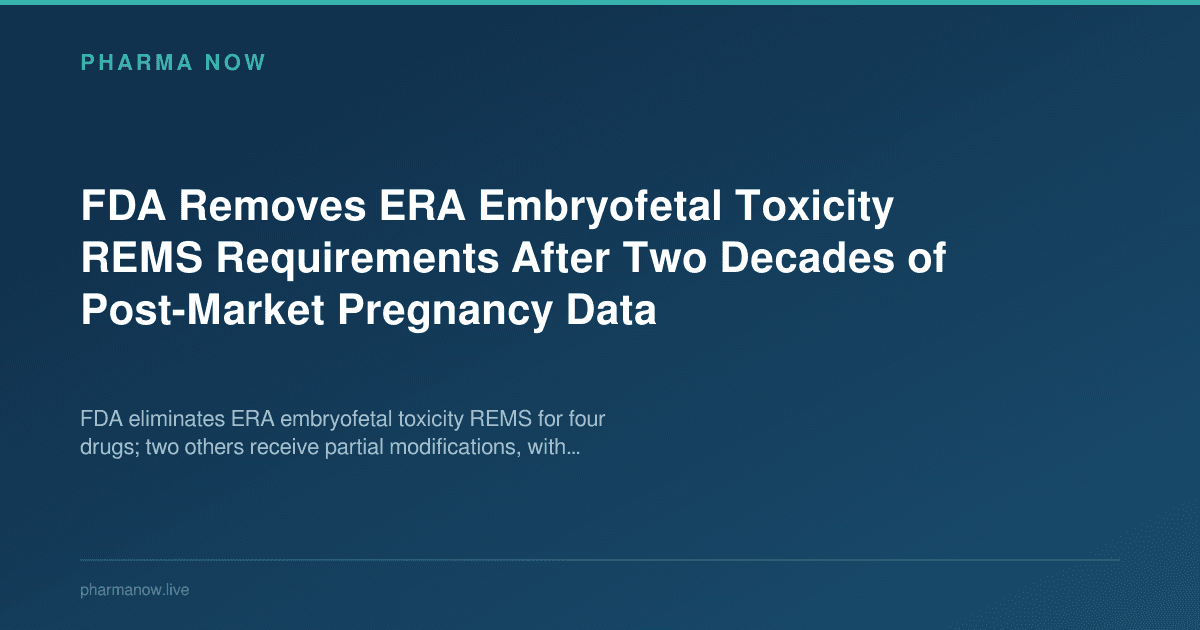 FDA Removes ERA Embryofetal Toxicity REMS Requirements After Two Decades of Post-Market Pregnancy Data