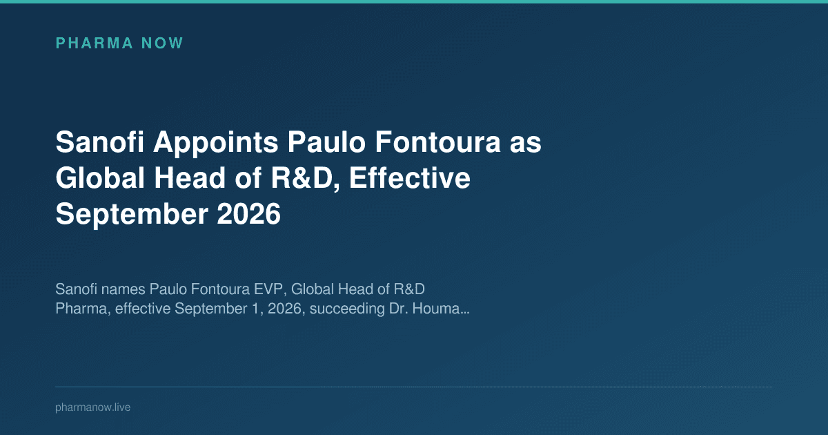 Sanofi Appoints Paulo Fontoura as Global Head of R&D, Effective September 2026