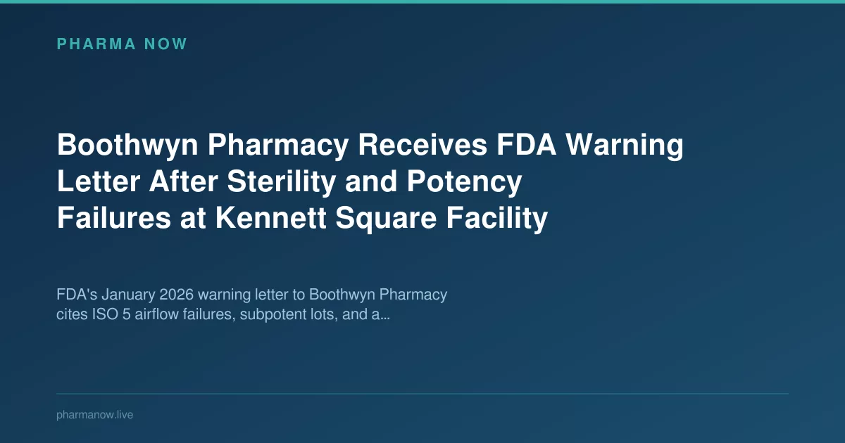 FDA Warns Boothwyn Pharmacy Over Sterility, Potency Issues