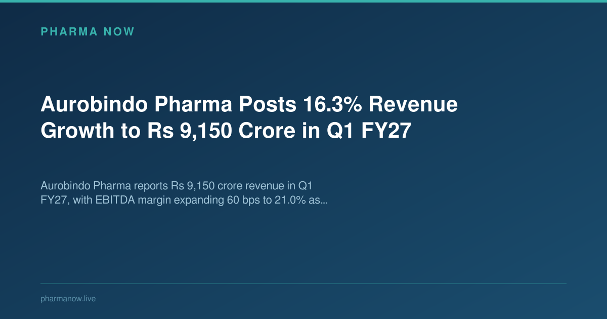 Aurobindo Pharma Posts 16.3% Revenue Growth to Rs 9,150 Crore in Q1 FY27