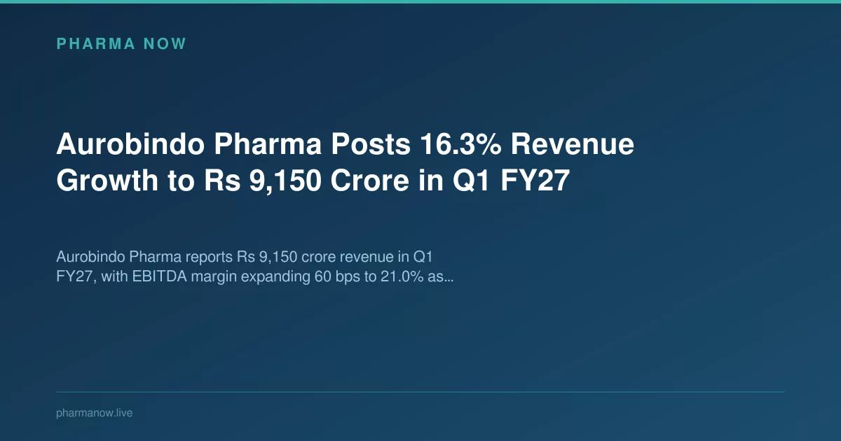 Aurobindo Pharma Posts 16.3% Revenue Growth to Rs 9,150 Crore in Q1 FY27