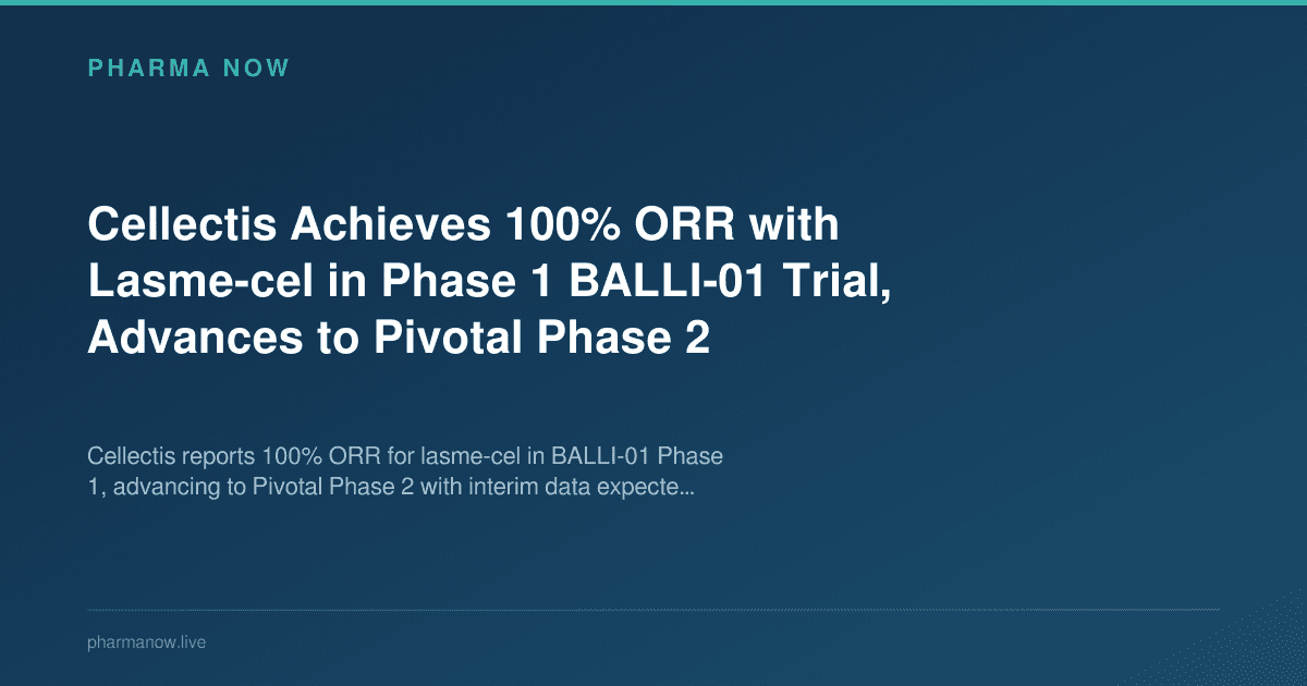 Cellectis Achieves 100% ORR with Lasme-cel in Phase 1 BALLI-01 Trial, Advances to Pivotal Phase 2