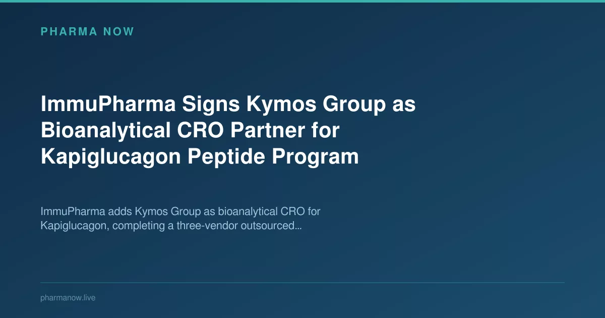 ImmuPharma Signs Kymos Group as Bioanalytical CRO Partner for Kapiglucagon Peptide Program