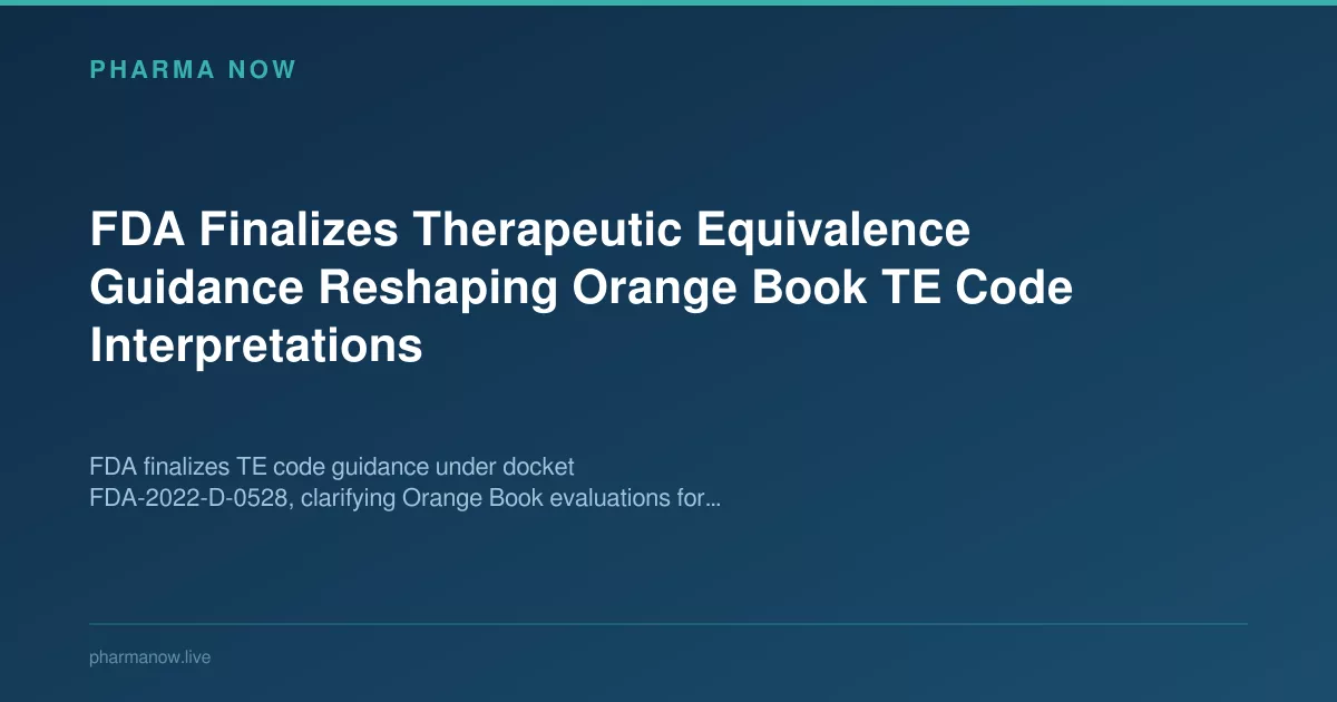 FDA Finalizes Therapeutic Equivalence Guidance Changing Orange Book TE Codes