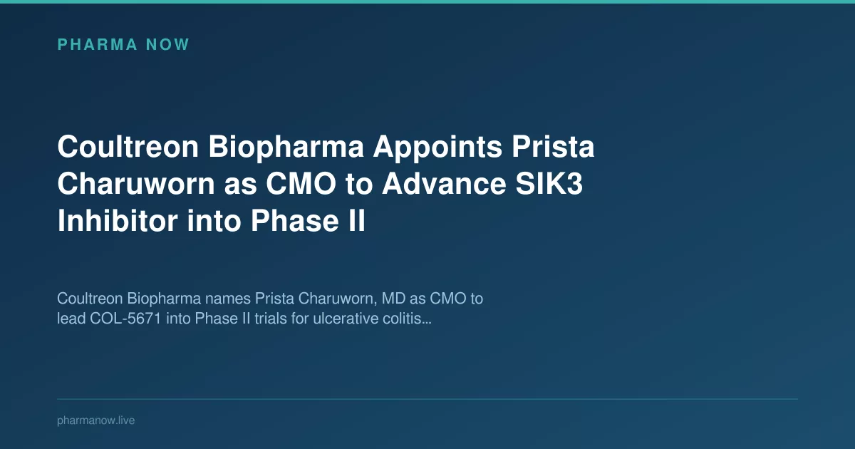 Coultreon Biopharma Appoints Prista Charuworn As CMO