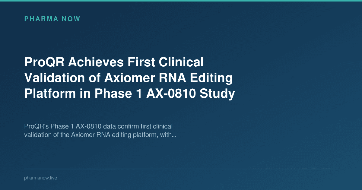ProQR Achieves First Clinical Validation of Axiomer RNA Editing Platform in Phase 1 AX-0810 Study