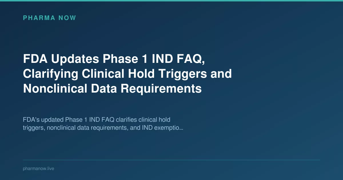 FDA Updates Phase 1 IND FAQ, Clarifying Clinical Hold Triggers and Nonclinical Data Requirements