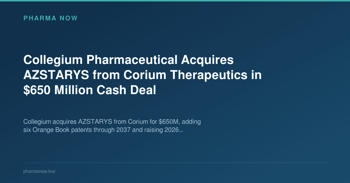Collegium Pharmaceutical Acquires AZSTARYS from Corium Therapeutics in $650 Million Cash Deal