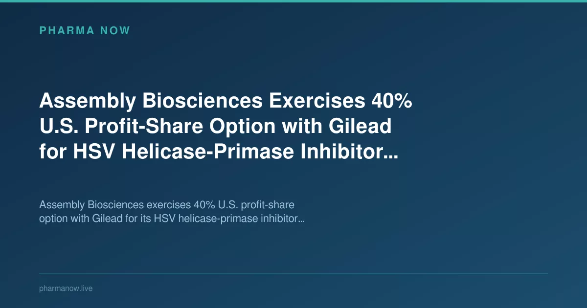 Assembly Bio Exercises 40% US Profit Option With Gilead On HSV