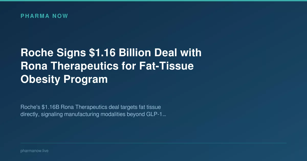 Roche Signs $1.16 Billion Deal with Rona Therapeutics for Fat-Tissue Obesity Program