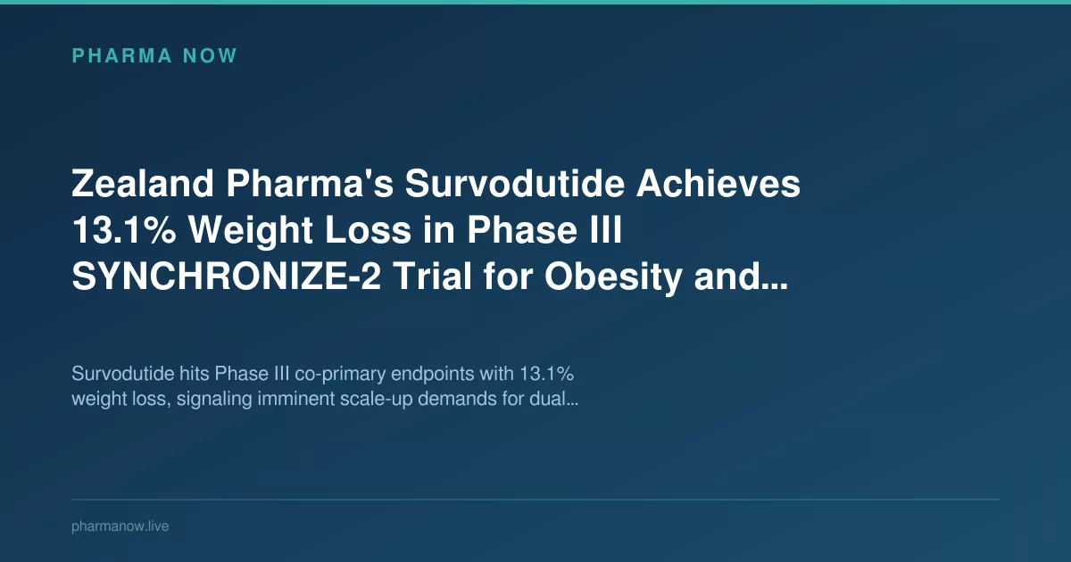 Zealand Survodutide Gains 13.1% Weight Loss In Phase 3 Trial