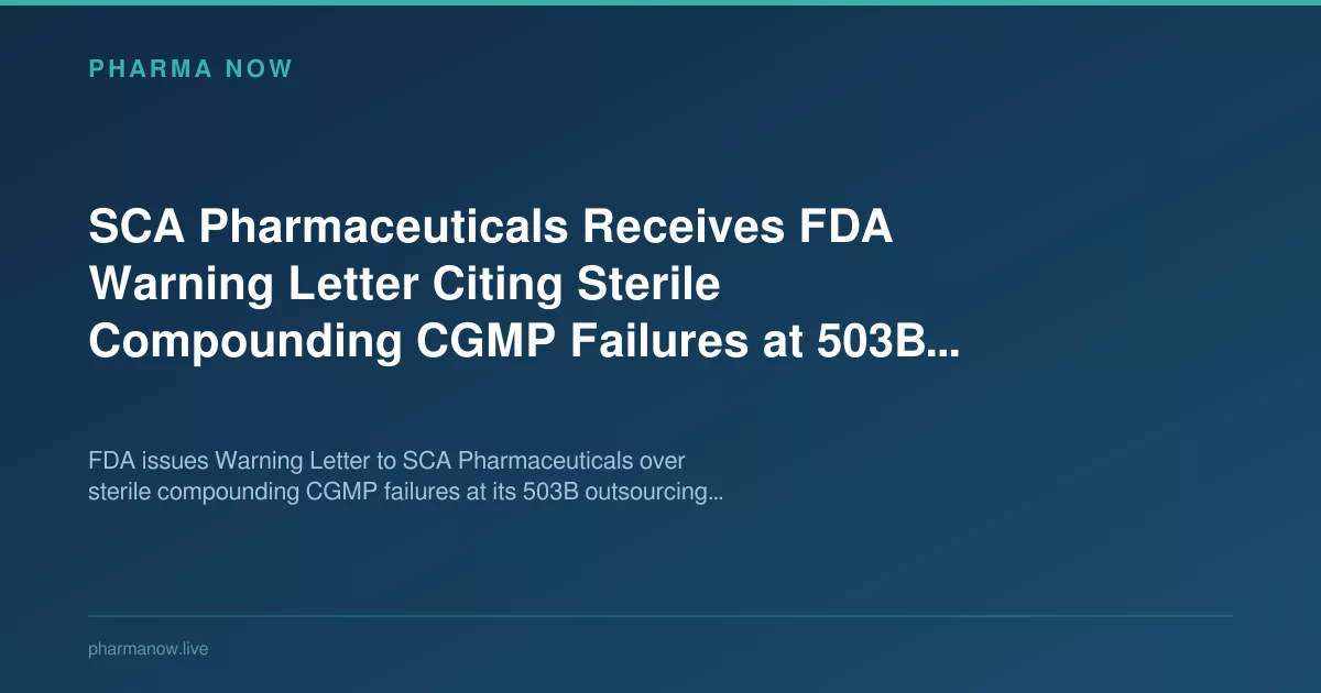 SCA Pharmaceuticals Receives FDA Warning Letter Citing Sterile Compounding CGMP Failures at 503B Facility