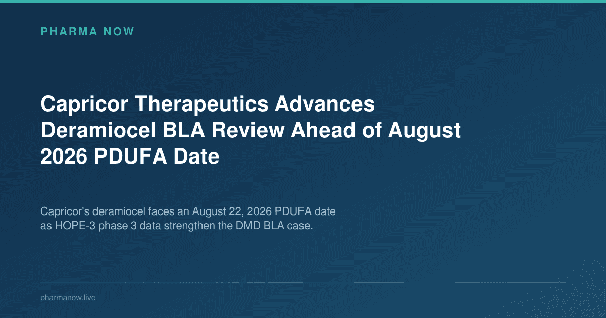 Capricor Therapeutics Advances Deramiocel BLA Review Ahead of August 2026 PDUFA Date