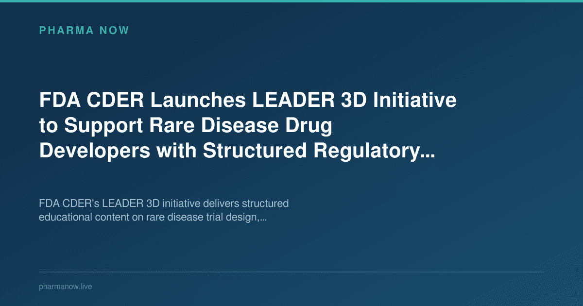 FDA CDER Launches LEADER 3D Initiative to Support Rare Disease Drug Developers with Structured Regulatory Education