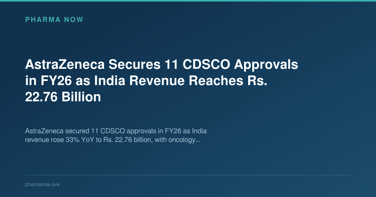 AstraZeneca Secures 11 CDSCO Approvals in FY26 as India Revenue Reaches Rs. 22.76 Billion