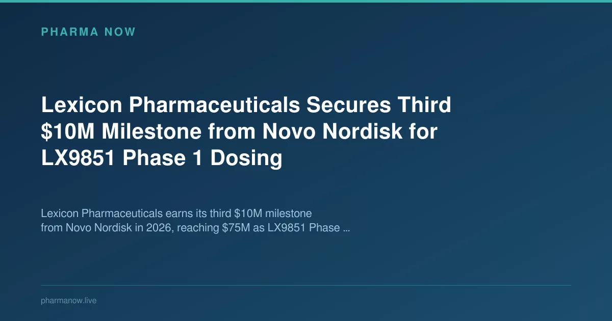 Lexicon Secures Third $10M Milestone from Novo Nordisk for Phase 1 Dosing