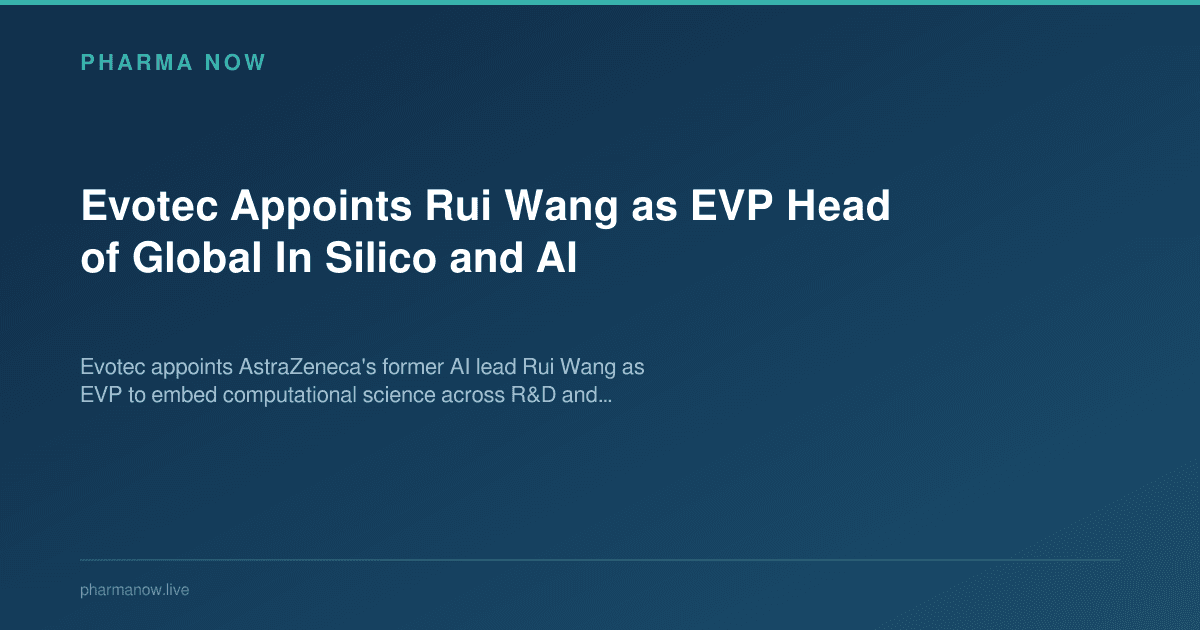 Evotec Appoints Rui Wang as EVP Head of Global In Silico and AI