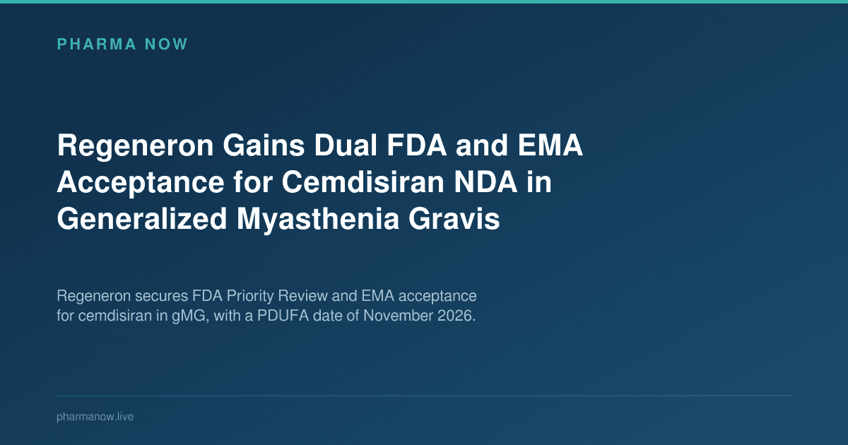 Regeneron Gains Dual FDA and EMA Acceptance for Cemdisiran NDA in Generalized Myasthenia Gravis
