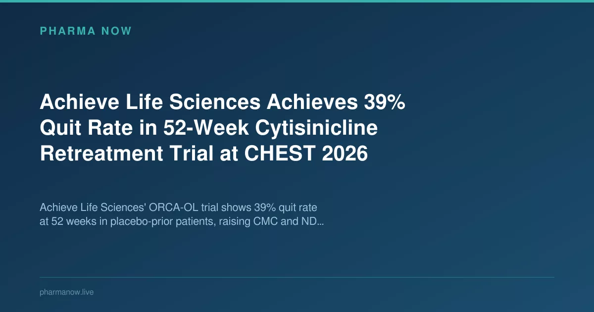 Achieve Life Sciences Achieves 39% Quit Rate in Cytisinicline Retreatment Trial