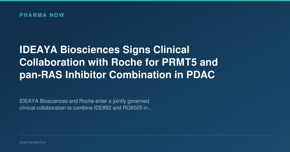 IDEAYA Biosciences Signs Clinical Collaboration with Roche for PRMT5 and pan-RAS Inhibitor Combination in PDAC
