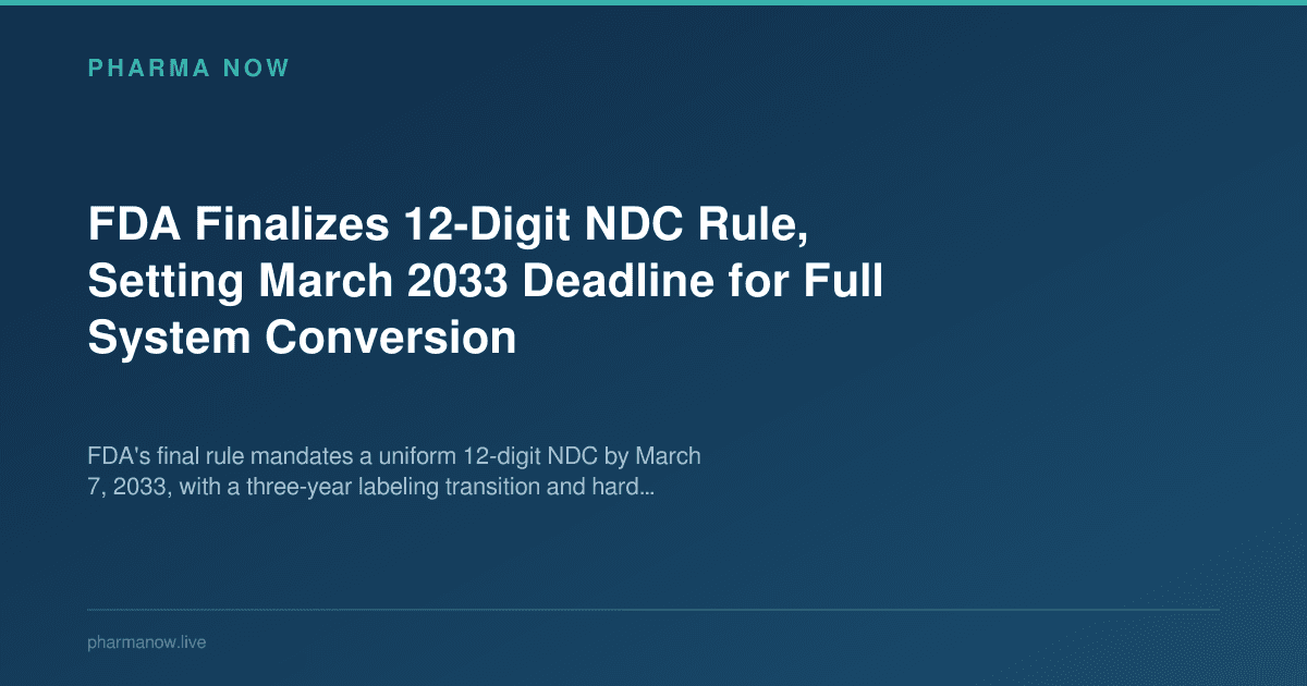 FDA Finalizes 12-Digit NDC Rule, Setting March 2033 Deadline for Full System Conversion