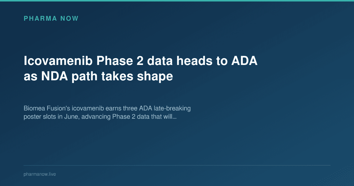 Icovamenib Phase 2 data heads to ADA as NDA path takes shape