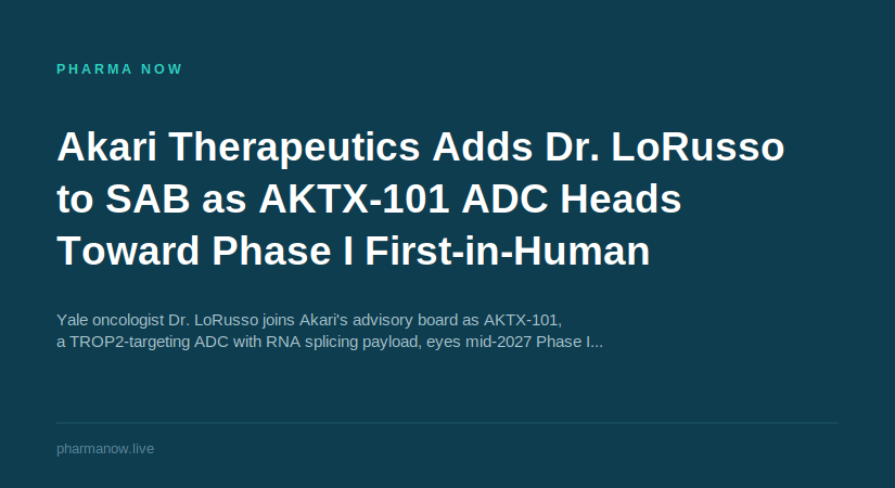 Akari Therapeutics Appoints Dr. Patricia LoRusso To Scientific Advisory Board Ahead Of AKTX-101 Clinical Development