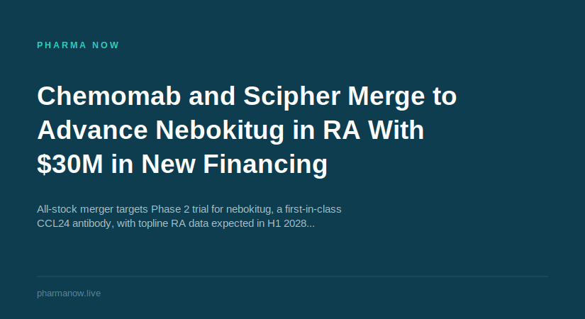 Chemomab And Scipher Medicine Merge To Advance Nebokitug In Rheumatoid Arthritis Deal Secures $30 Million