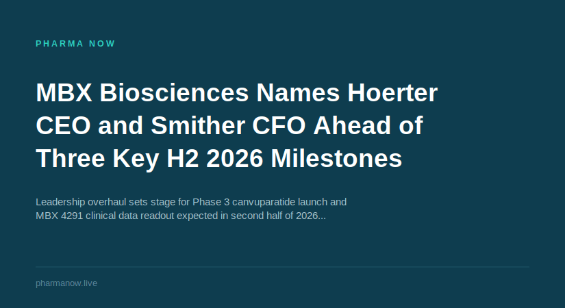 MBX Biosciences Appoints Steve Hoerter As CEO And Chairman, Names John Smither CFO