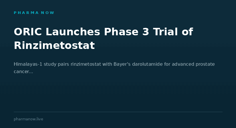 ORIC Pharmaceuticals Launches Global Phase 3 Trial Of Rinzimetostat For Advanced Prostate Cancer