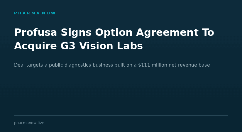 Profusa Signs Option Agreement To Acquire G3 Vision Labs And Build Public Diagnostics Business With $111 Million Revenue Base