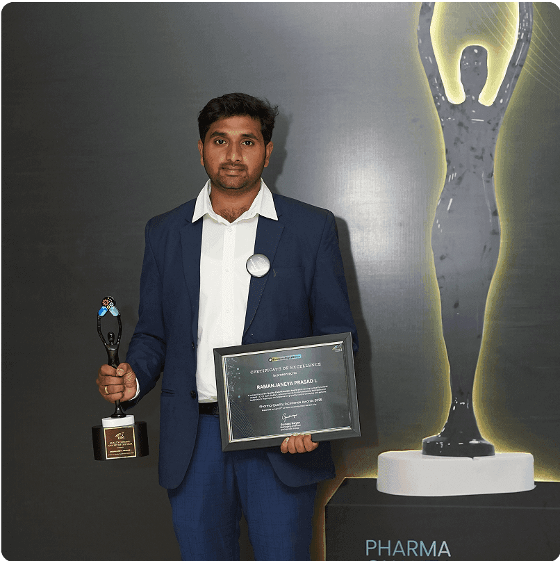 Ramanjaneya Prasad L - Preis für Qualitätskontrollanalytik (Spezialist Qualitätskontrolle – Dr. Reddy's Laboratories) Ramanjaneya Prasad L - Preis für Qualitätskontrollanalytik (Spezialist Qualitätskontrolle – Dr. Reddy's Laboratories)